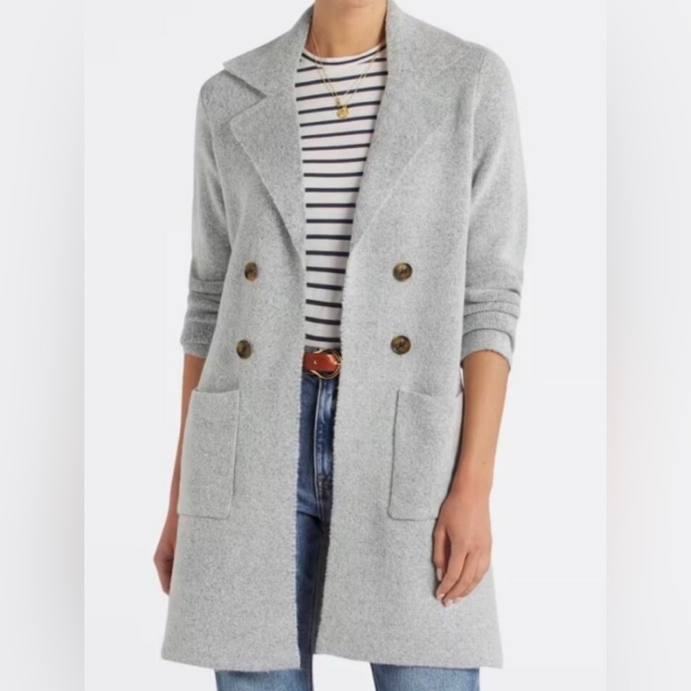 Pink Clover Gray Double-Breasted Cardigan/Car Coat